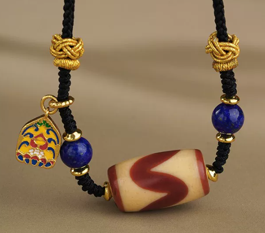 Dzi Lapis Endless Knot Necklace
